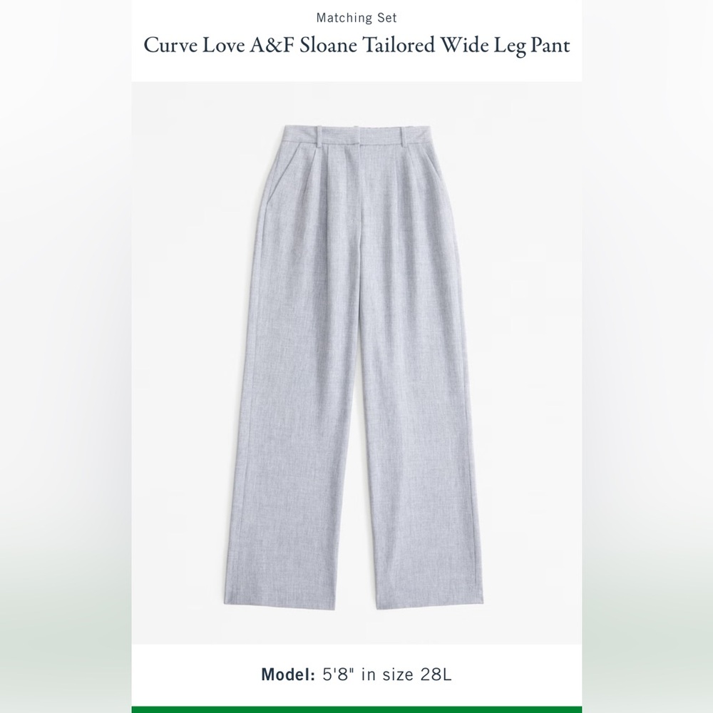 Abercrombie & Fitch Sloane Tailored Wide Leg Pant in Light Grey - 24P
